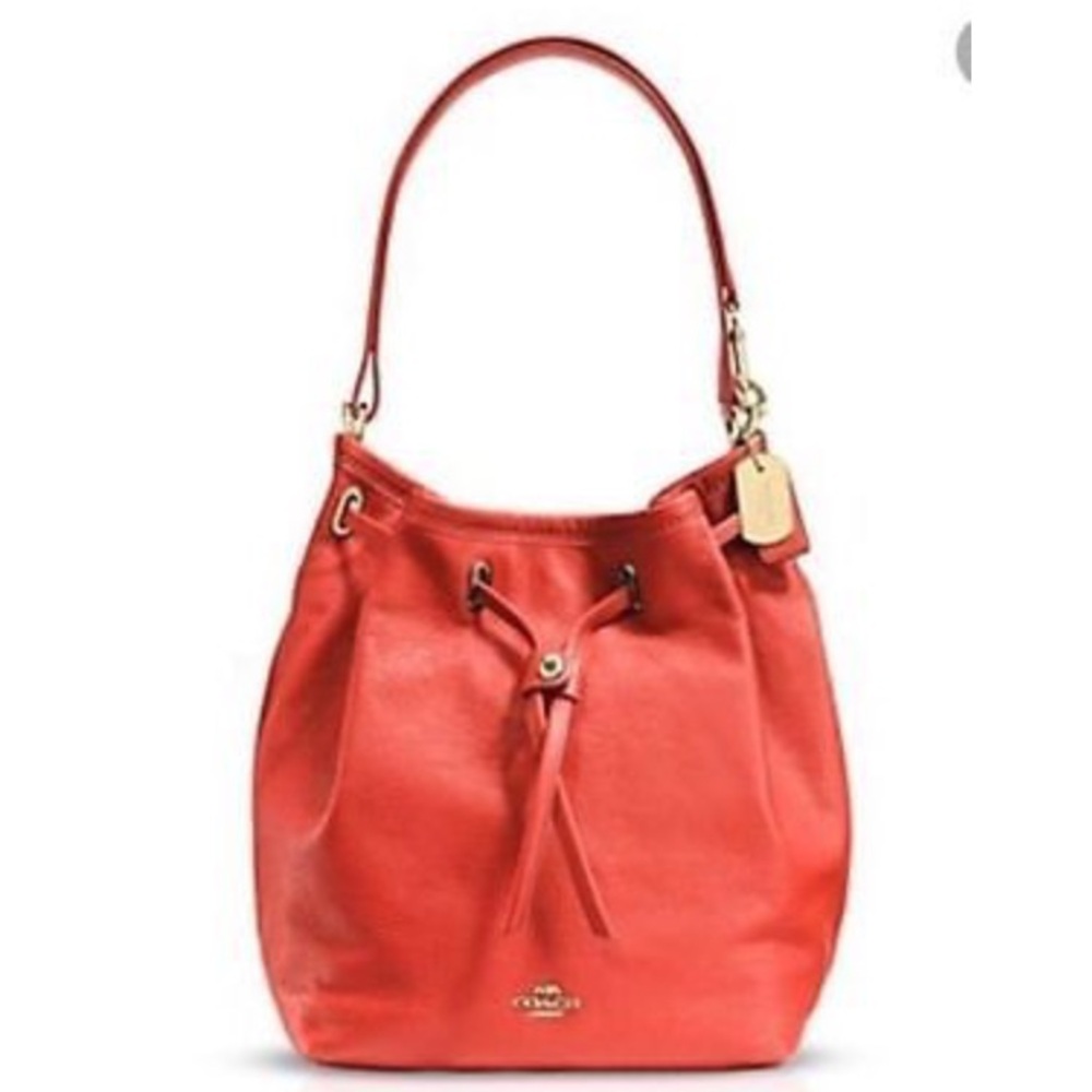 EUC COACH 34988 TURNLOCK TIE MATTE SOFT GRAIN LEATHER BUCKET SHOULDER BAG